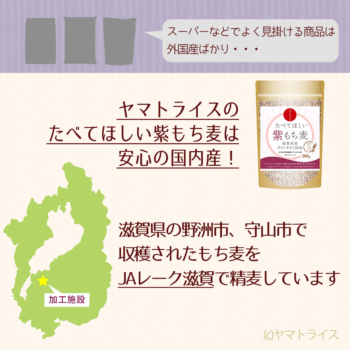 もち麦】たべてほしい紫もち麦 300g×4袋 滋賀県産 ダイシモチ