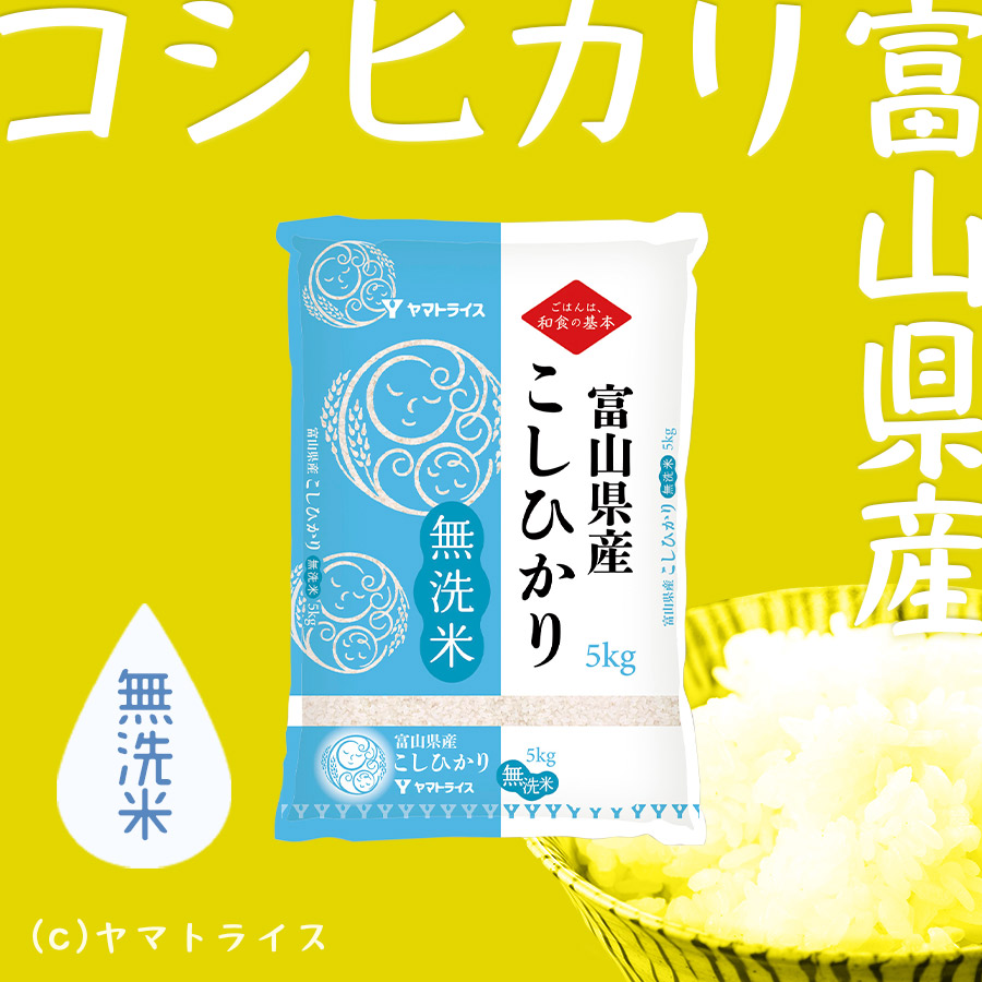 無洗米　令和5年産　ヤマトライス　富山県産コシヒカリ　5kg(5kg×1袋)　本店