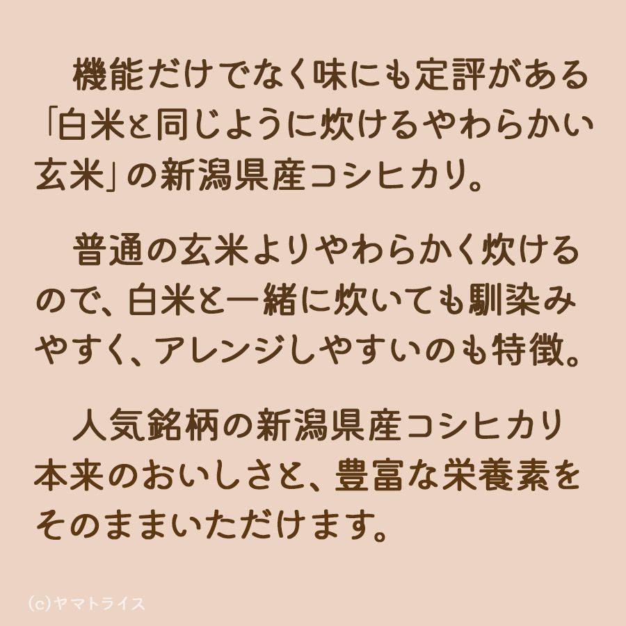 白米と同じように炊けるやわらかい玄米 新潟県産コシヒカリ